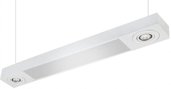 Pendente Mix Retangular 2 Tubular T8 + 2 MR16/Dicroica 150x14cm Metal e Acrílico Impacto MD240-P