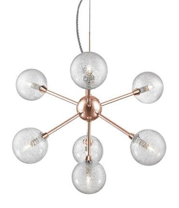 Pendente Atomy Metal e Vidro 54,5x49cm 7xG9 LED 5W Bivolt Cobre Studioluce PD1268