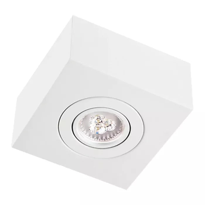 Plafon de Sobrepor Mini Box Face Plana Quadrado com Foco Orientável PAR20 13x13x13cm Alumínio Impacto M201-S