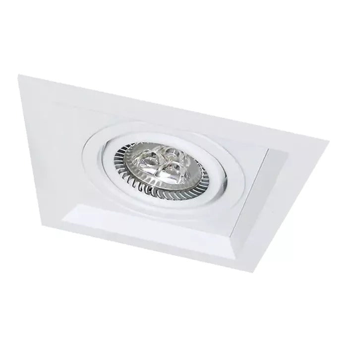Spot de Embutir Injetado Recuado Chanfrado Quadrado com Foco Orientável PAR20 13,7x13,7x4cm Alumínio Impacto 1041