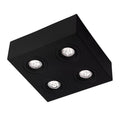 Plafon de Sobrepor Mini Box Face Plana Quadrado Quádruplo PAR20 25x25x13cm Alumínio Impacto M204-S