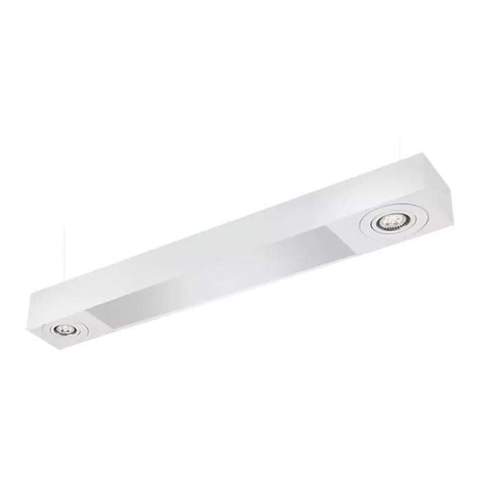 Pendente Mix Retangular 2 Tubular T8 + 2 MR16/Dicroica 90x14cm Metal e Acrílico Impacto MD220-P